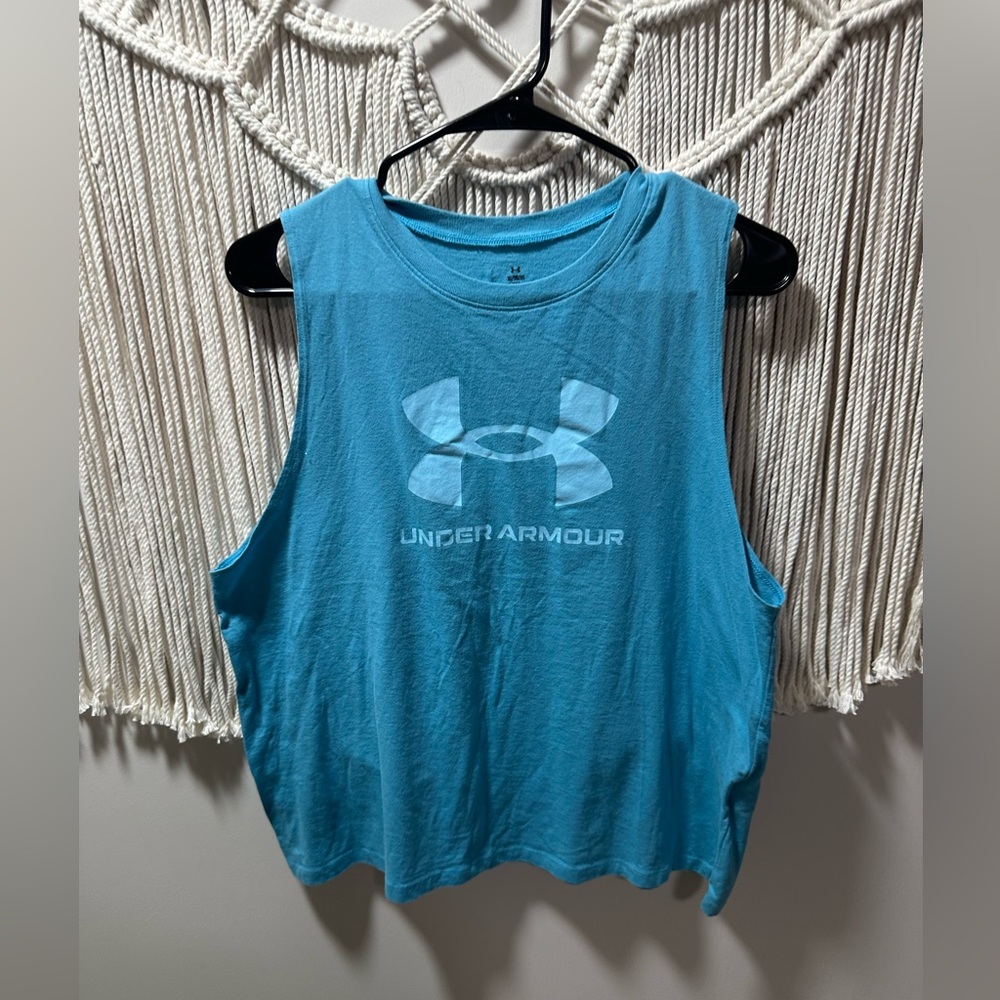 Under Armour Turquoise Blue Sleeveless Workout Tank with Logo